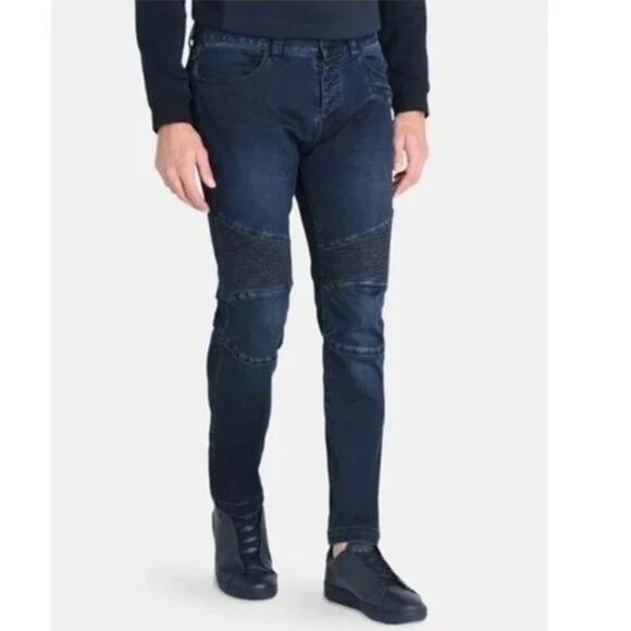 A/X Armani Exchange Dark Blue Moto Biker Slim Fit Button Fly Jeans Men's 28R - Picture 1 of 8